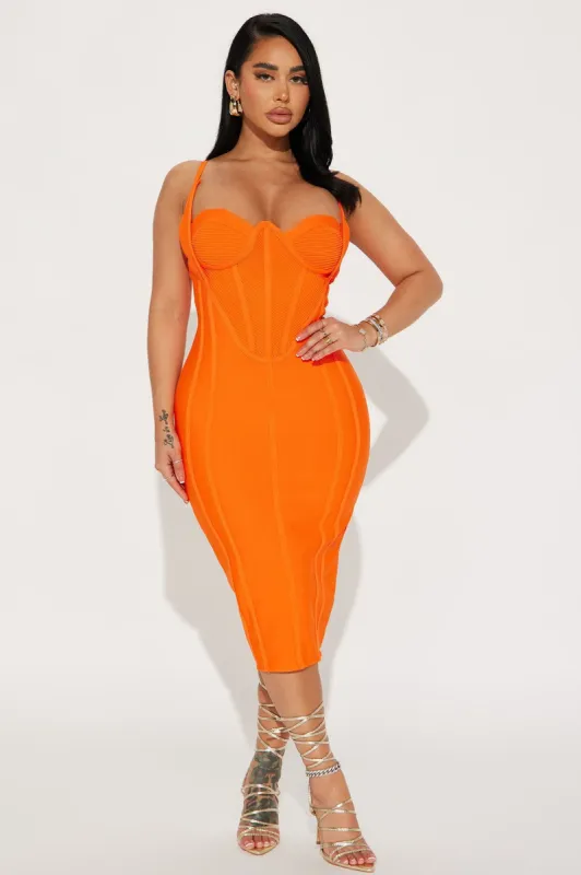 Kash Me In VIP Bandage Dress - Orange sold by Fashion Nova
