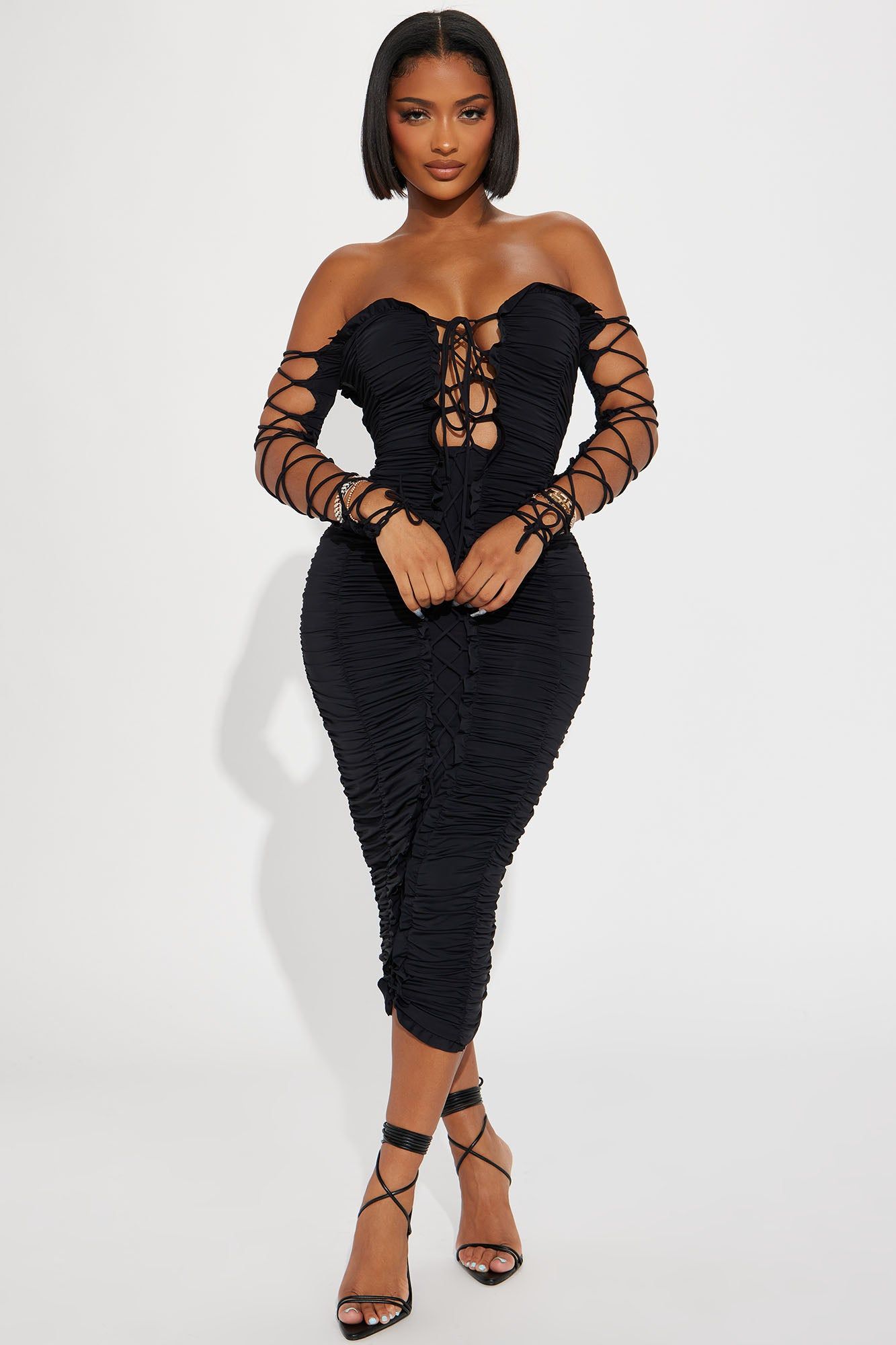 Time to Slay Midi Dress - Black sold by Fashion Nova