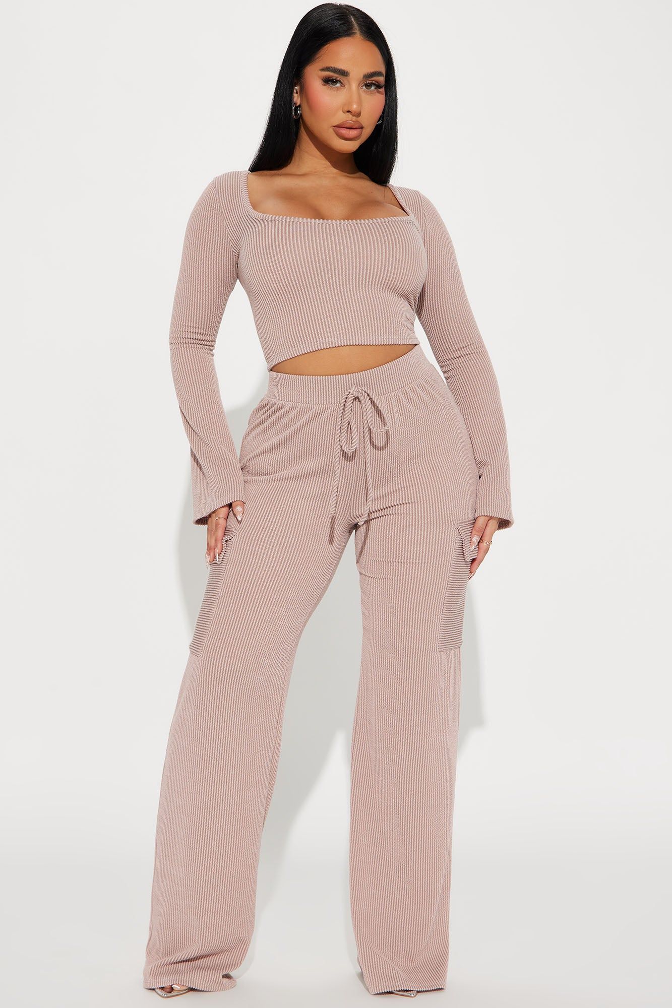 Nobody Like Me Ribbed Pant Set - Taupe sold by Fashion Nova