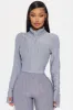 The Best Assets Textured Crop Active Jacket - Silver sold by Fashion Nova
