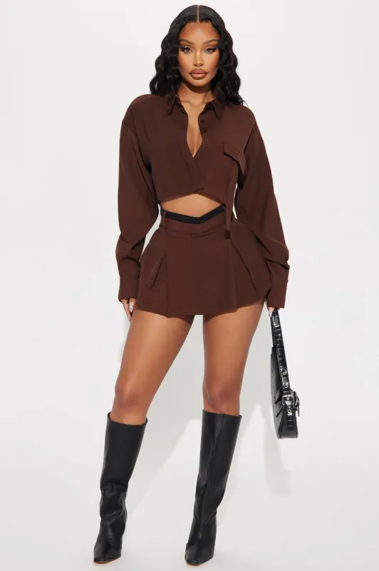 Fiona Skort Set - Chocolate sold by Fashion Nova