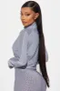The Best Assets Textured Crop Active Jacket - Silver sold by Fashion Nova