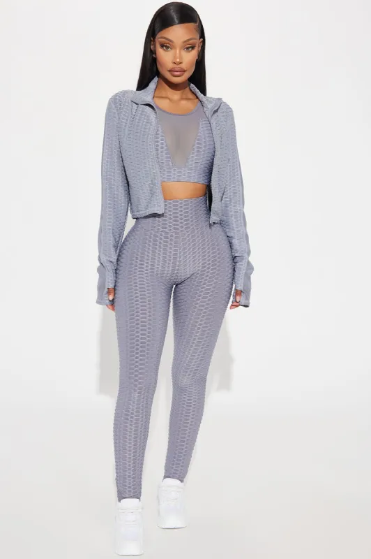 The Best Assets Textured Crop Active Jacket - Silver sold by Fashion Nova