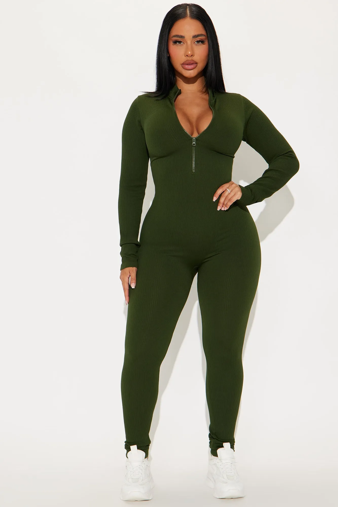 Chloe Seamless Jumpsuit - Olive sold by Fashion Nova