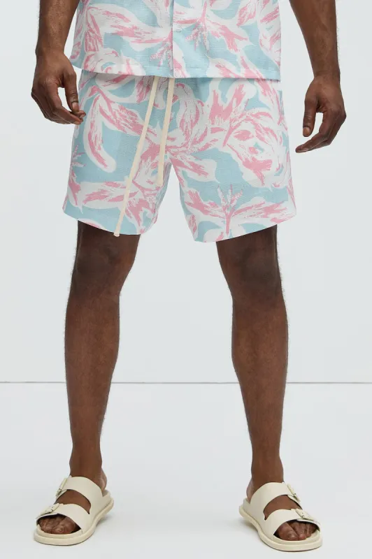 Pastel Floral Warm Up Shorts - Pink/combo sold by Fashion Nova