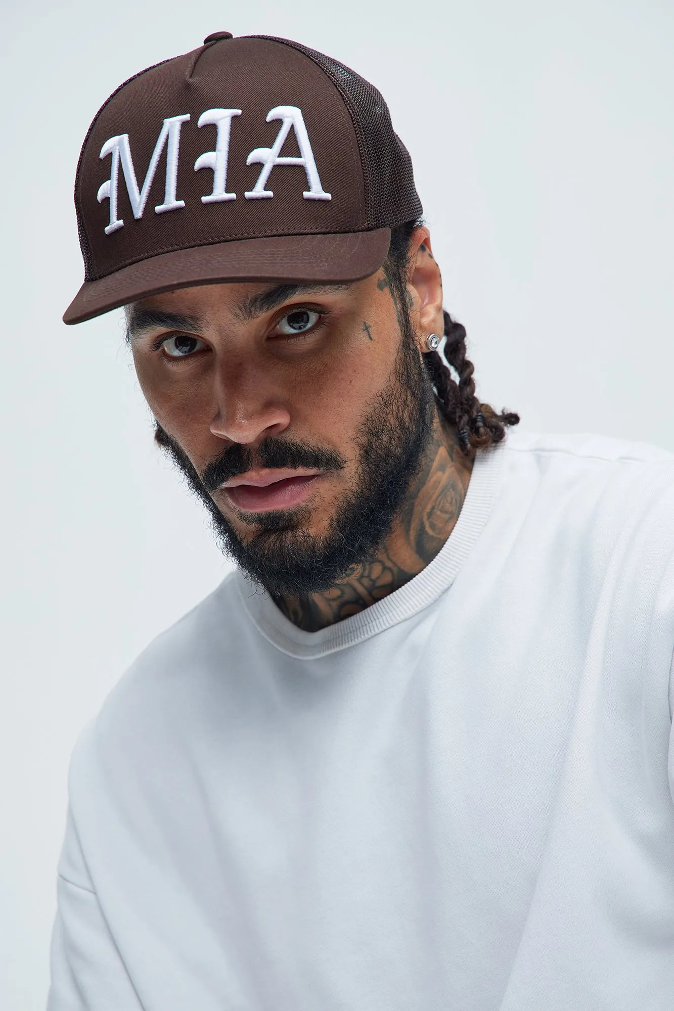 Miami Twill Trucker Hat - Dark Brown sold by Fashion Nova