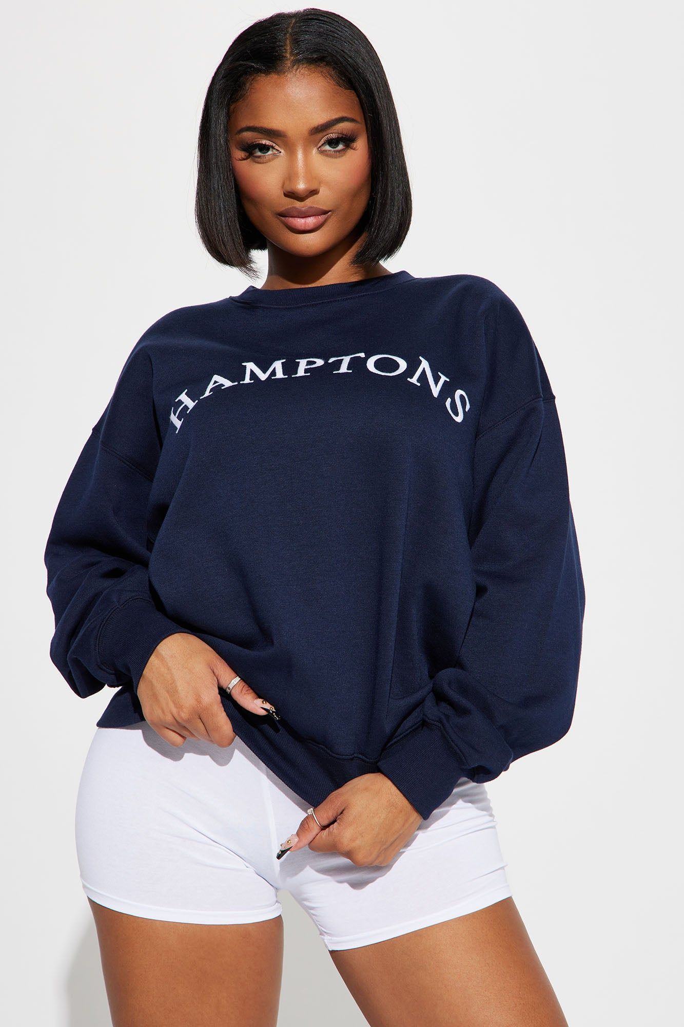 Hamptons Lounge Sweatshirt - Navy sold by Fashion Nova