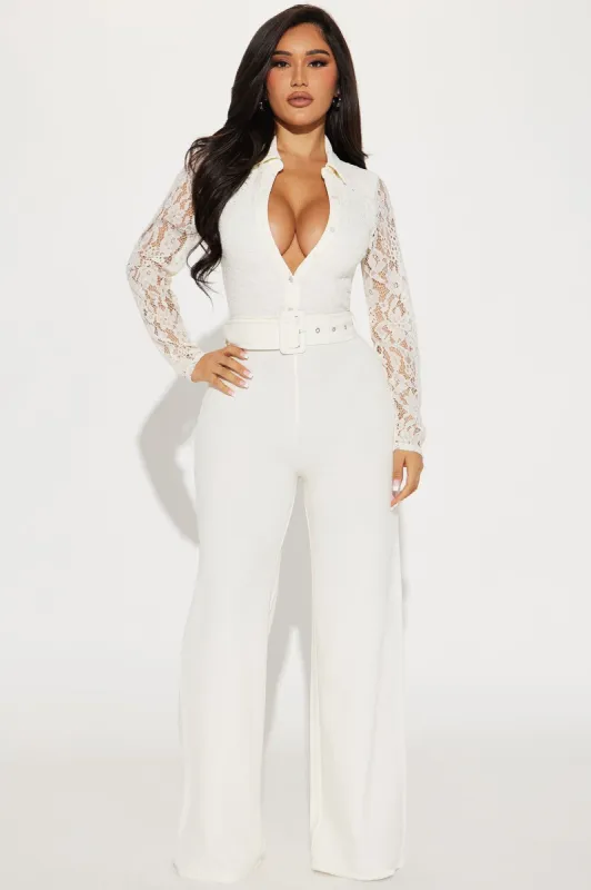 Write It Down Jumpsuit - Cream sold by Fashion Nova