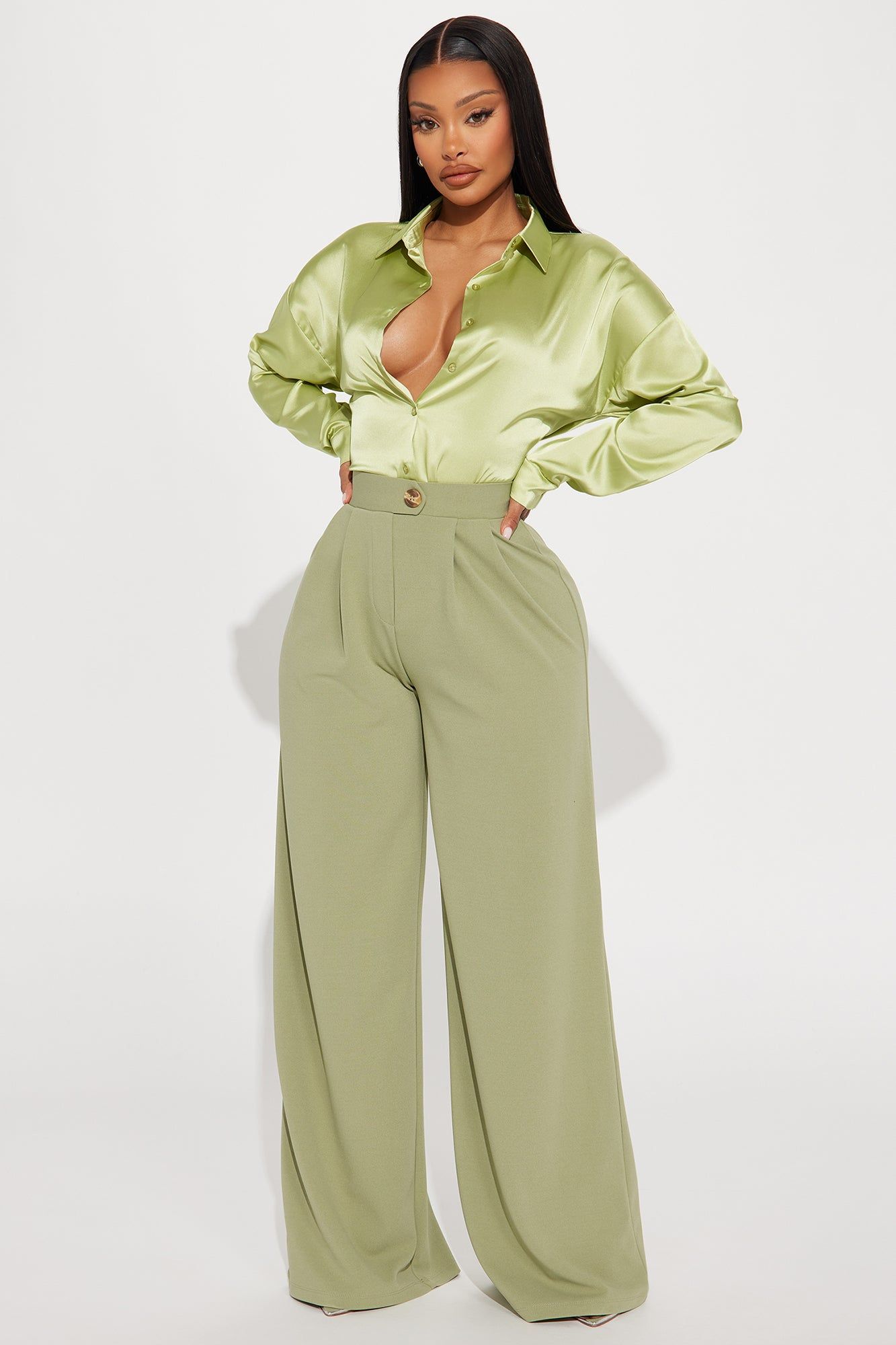 Ariel Satin Shirt - Green sold by Fashion Nova product image thumbnail 2
