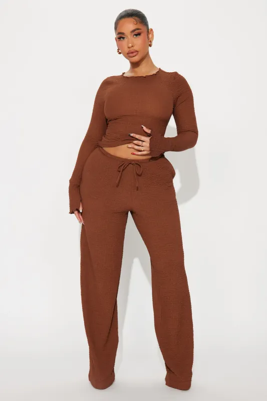 Rayna Textured Knit Pant Set - Brown sold by Fashion Nova