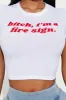 Bitch I'm A Fire Sign Tee - White sold by Fashion Nova