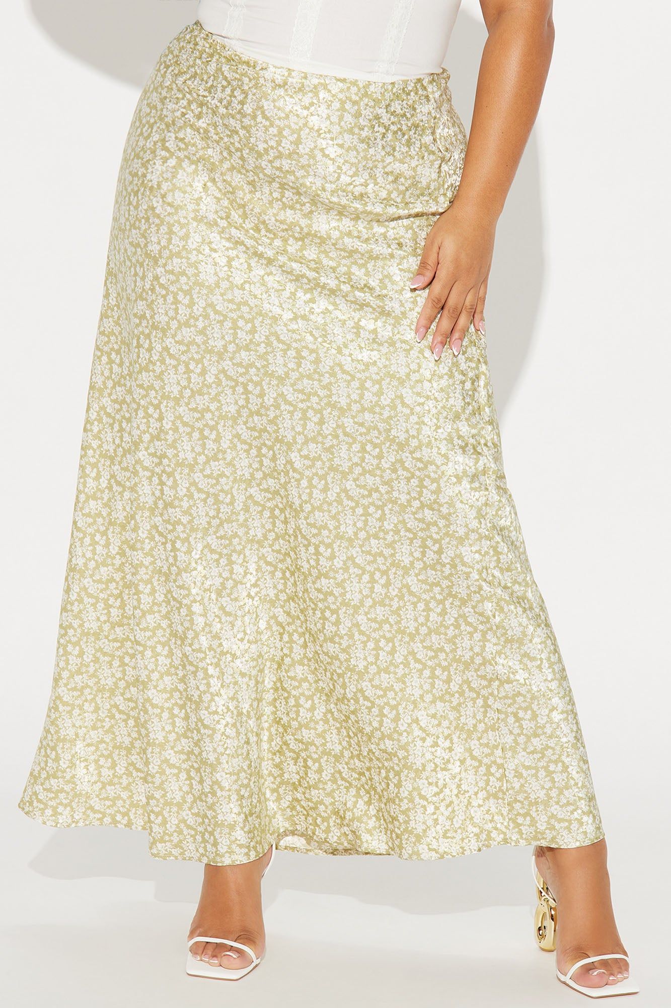 Alana Floral Satin Maxi Skirt - Sage/combo sold by Fashion Nova product image thumbnail 5