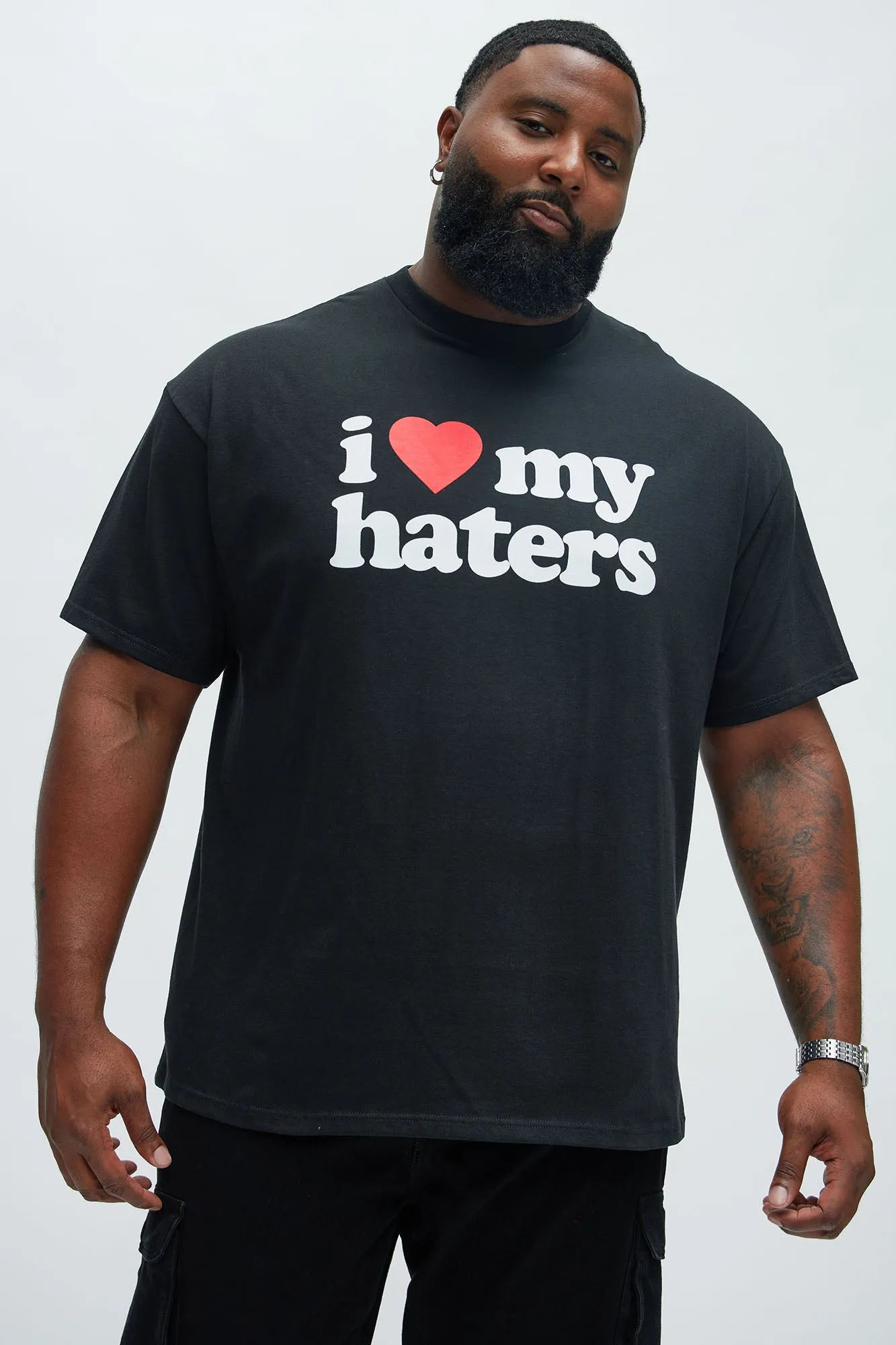 I Love My Haters Short Sleeve Tee - Black sold by Fashion Nova product image thumbnail 4