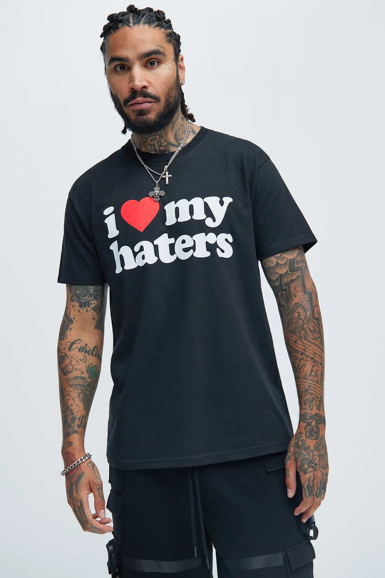 I Love My Haters Short Sleeve Tee - Black sold by Fashion Nova