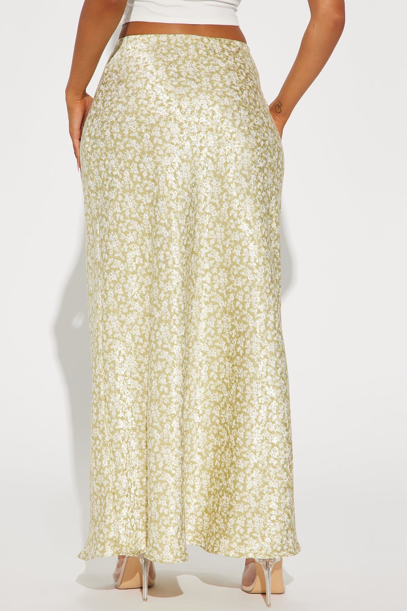 Alana Floral Satin Maxi Skirt - Sage/combo sold by Fashion Nova product image thumbnail 3