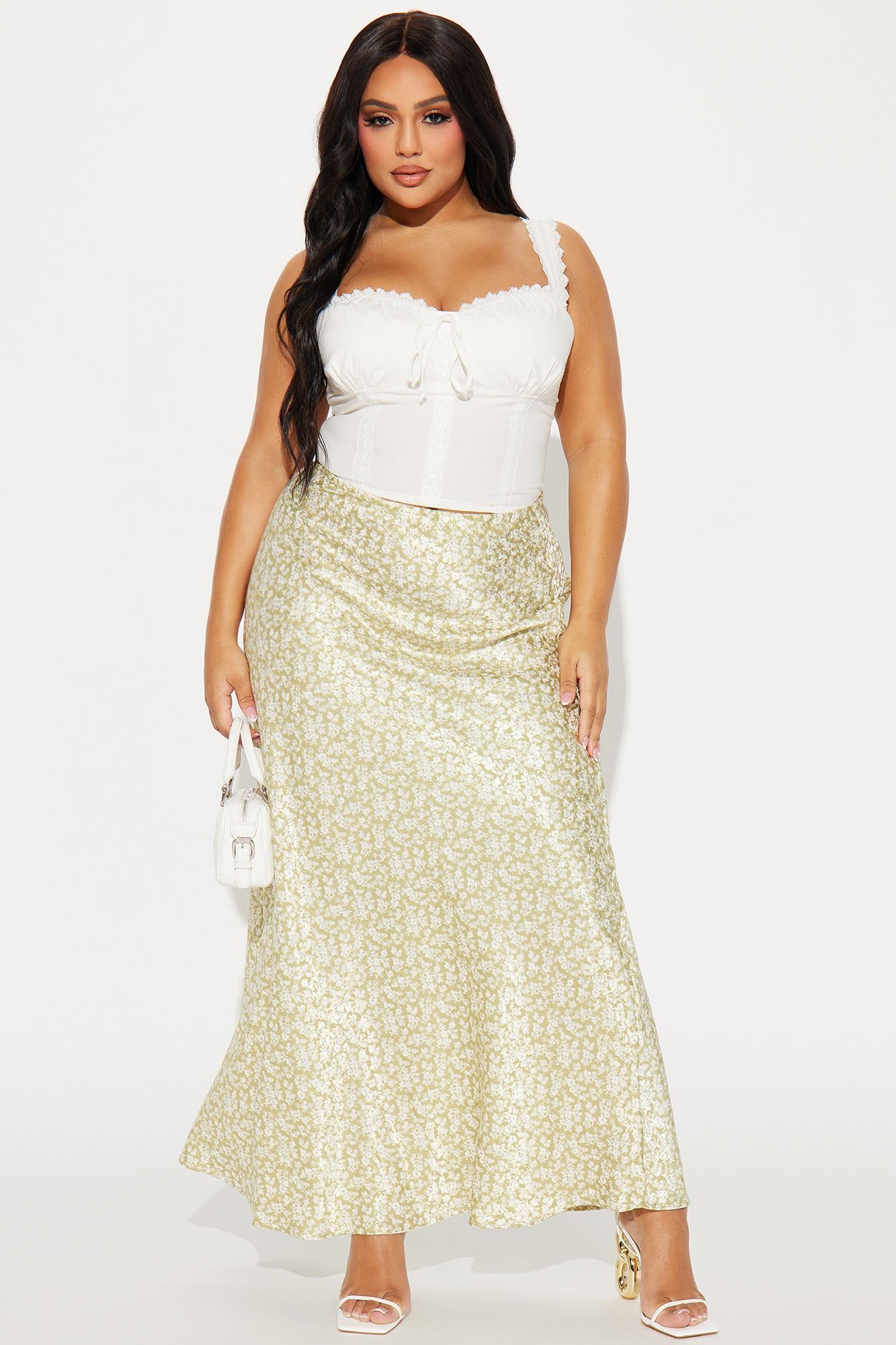 Alana Floral Satin Maxi Skirt - Sage/combo sold by Fashion Nova product image thumbnail 4