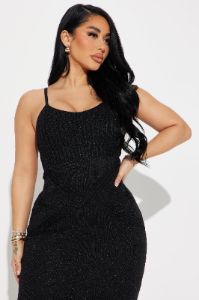 Ilana Metallic Knit Maxi Dress - Black sold by Fashion Nova