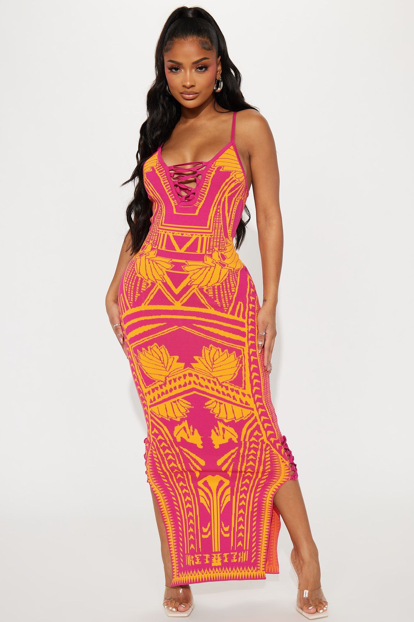 Bad Gal Bandage Maxi Dress - Pink sold by Fashion Nova