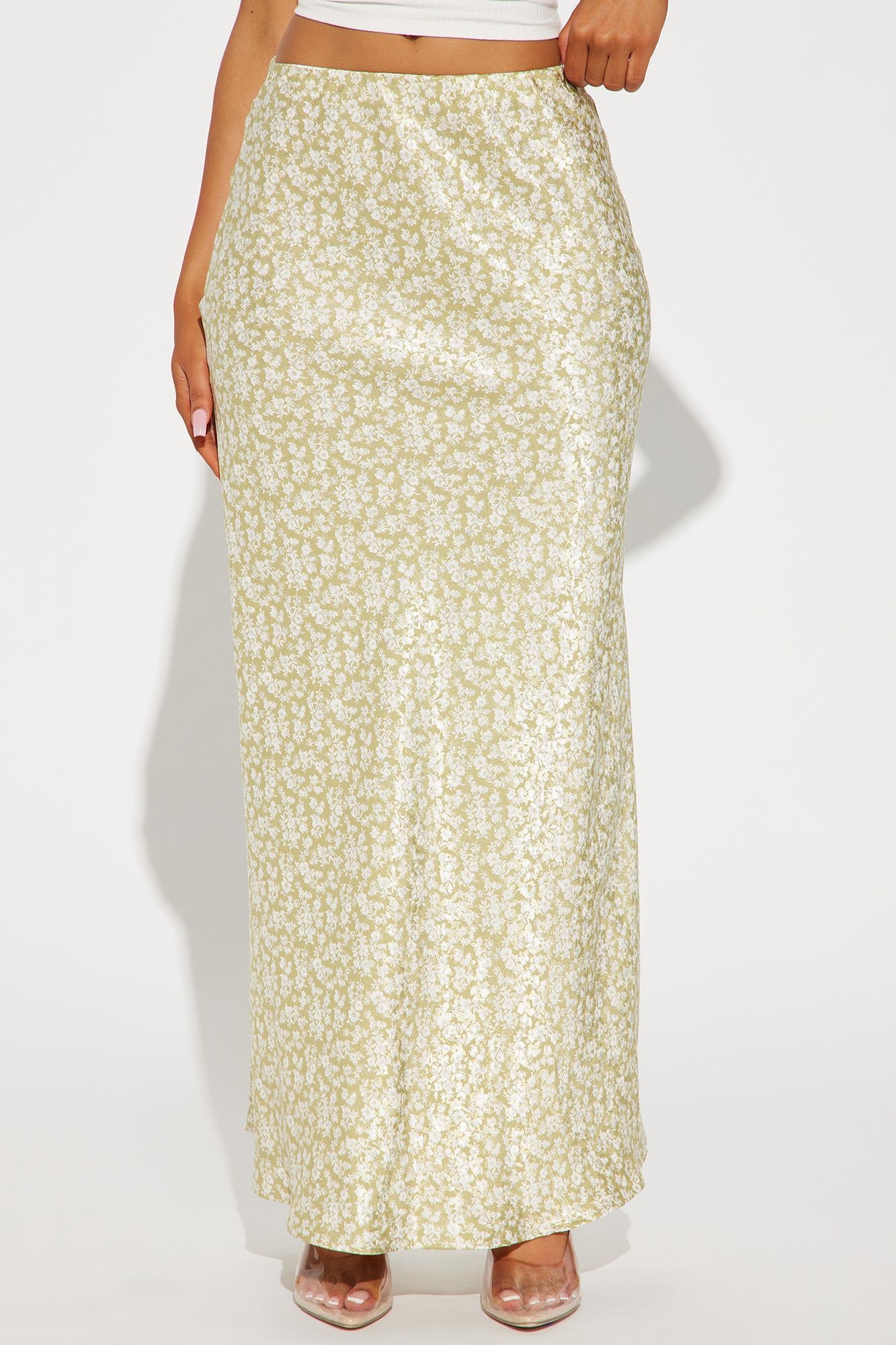 Alana Floral Satin Maxi Skirt - Sage/combo sold by Fashion Nova product image thumbnail 2