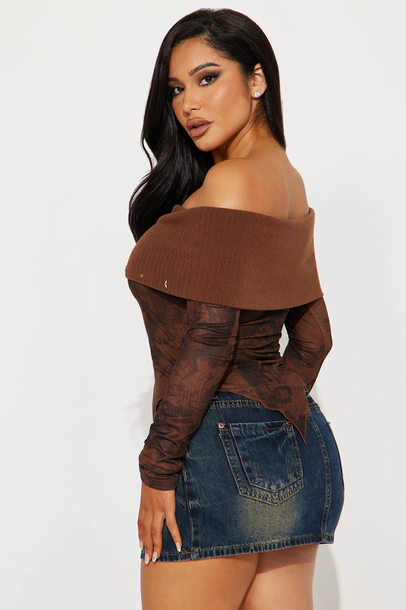 Say Less Off Shoulder Top - Chocolate sold by Fashion Nova product image thumbnail 3