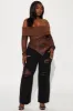 Say Less Off Shoulder Top - Chocolate sold by Fashion Nova