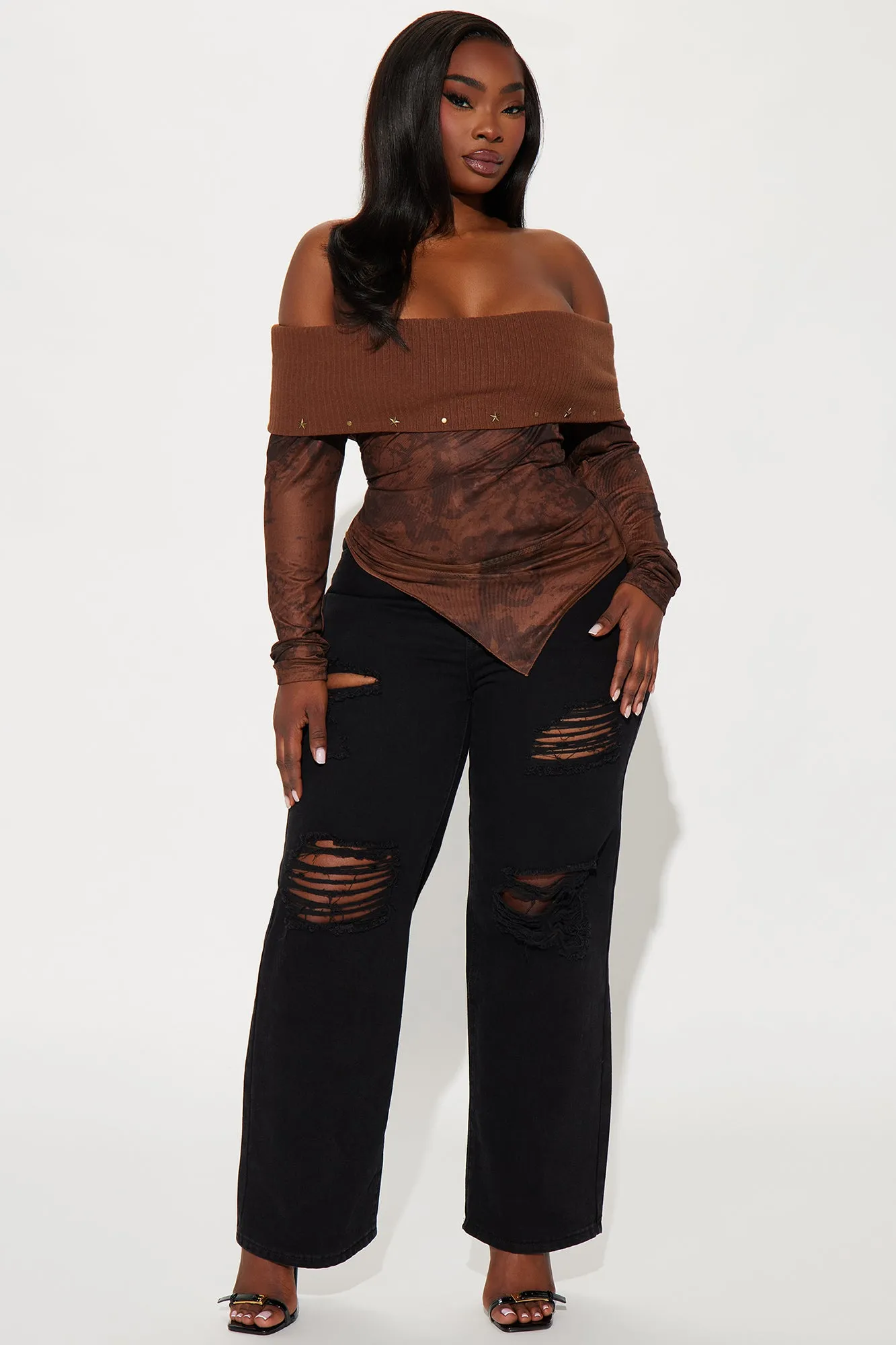Say Less Off Shoulder Top - Chocolate sold by Fashion Nova product image thumbnail 5