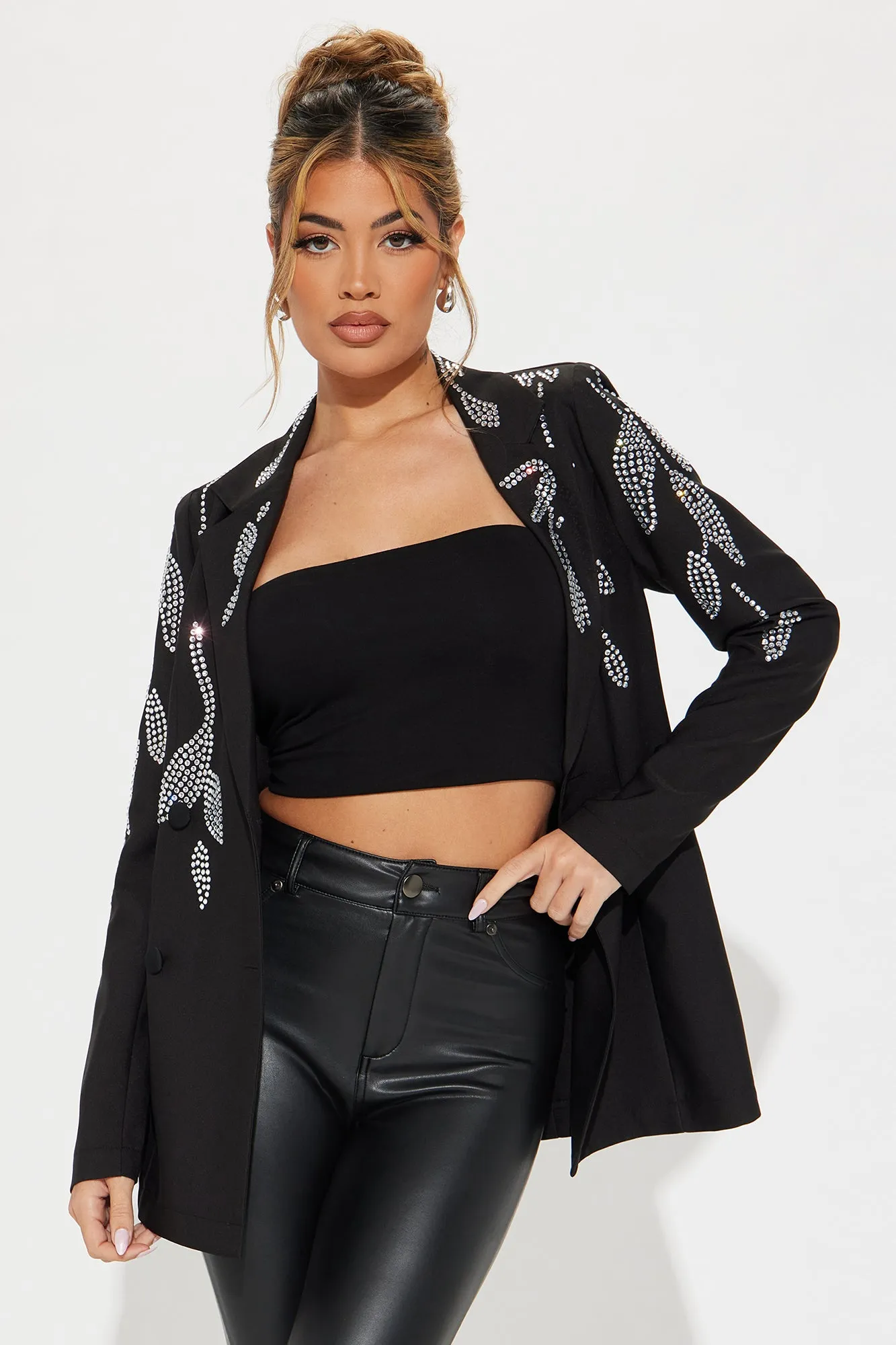 Stand Out Rhinestone Blazer - Black sold by Fashion Nova product image thumbnail 3