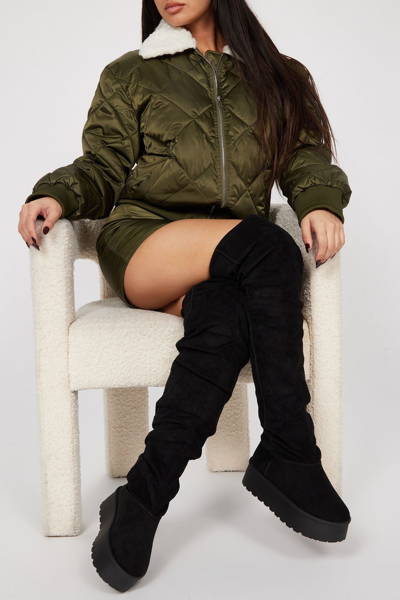 Queen Of It All Over The Knee Boots - Black sold by Fashion Nova