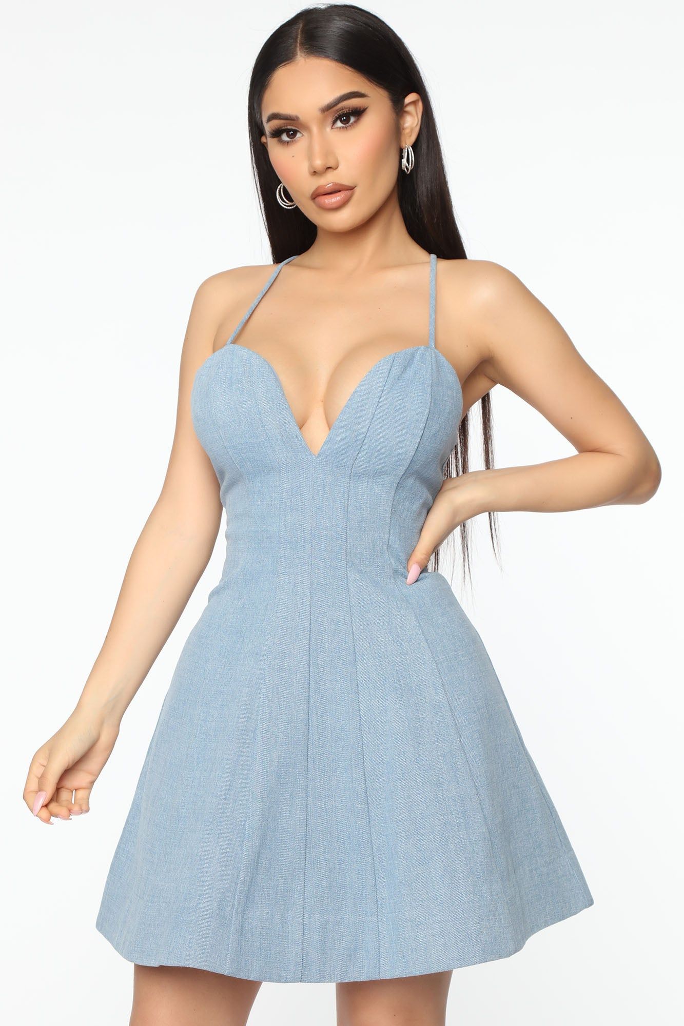 All I've Been Doing Denim Mini Dress - Light Wash sold by Fashion Nova product image thumbnail 2