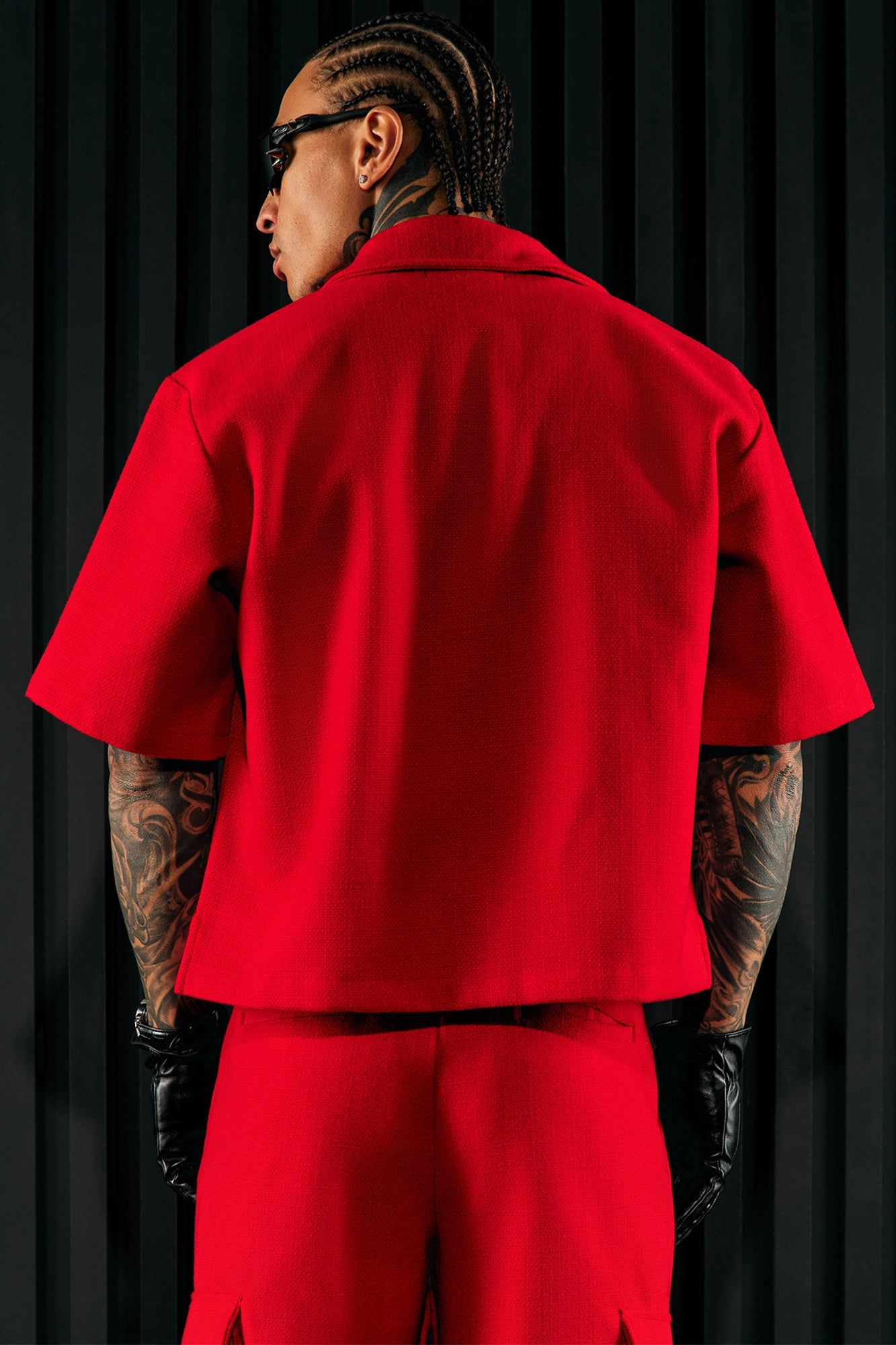 Wilder Textured Weave Cropped Button Up Shirt - Red sold by Fashion Nova product image thumbnail 3