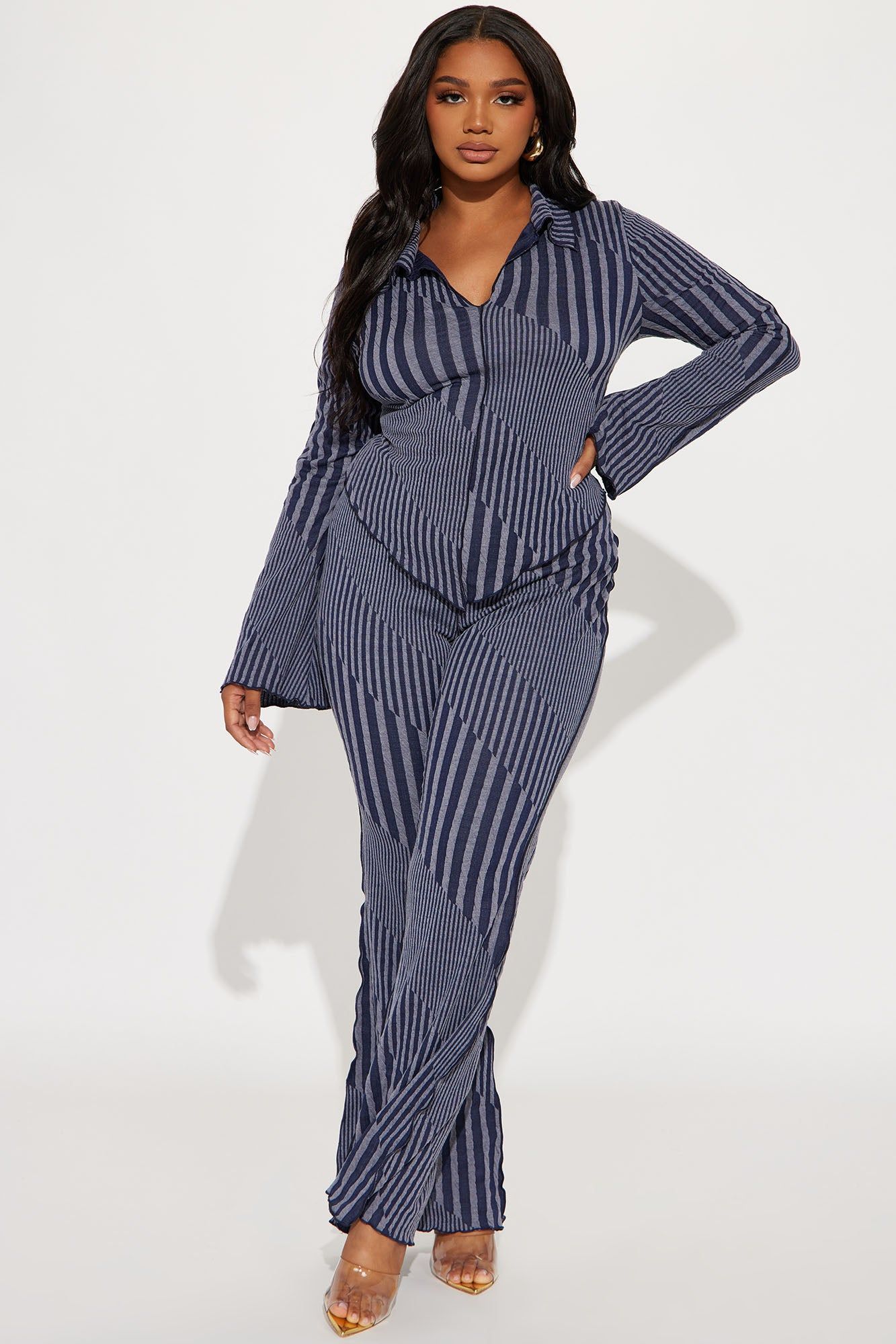 Yasmine Striped Pant Set - Navy sold by Fashion Nova product image thumbnail 4