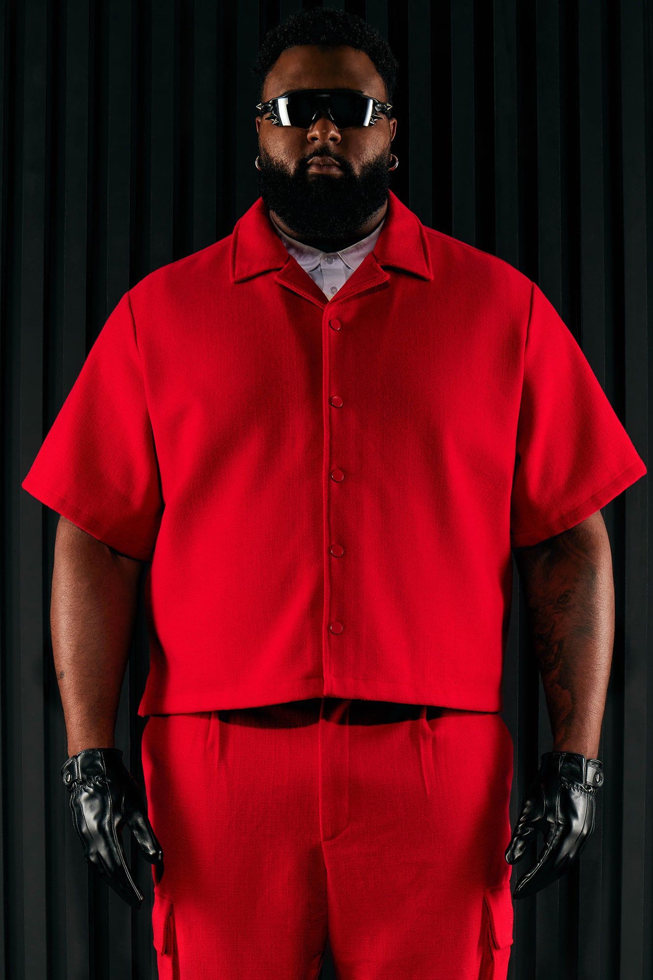 Wilder Textured Weave Cropped Button Up Shirt - Red sold by Fashion Nova product image thumbnail 4