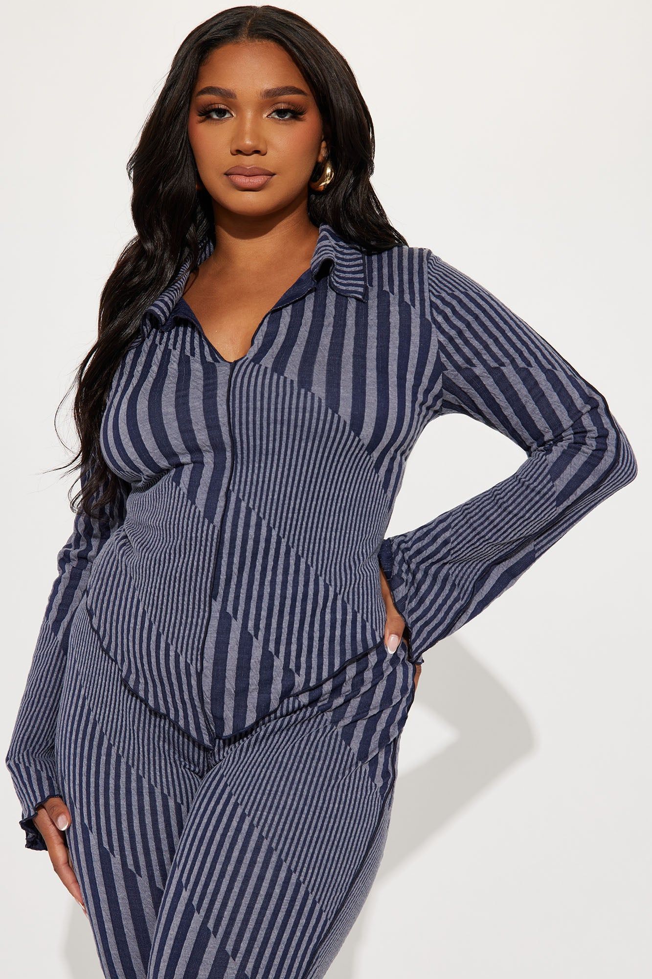Yasmine Striped Pant Set - Navy sold by Fashion Nova product image thumbnail 5