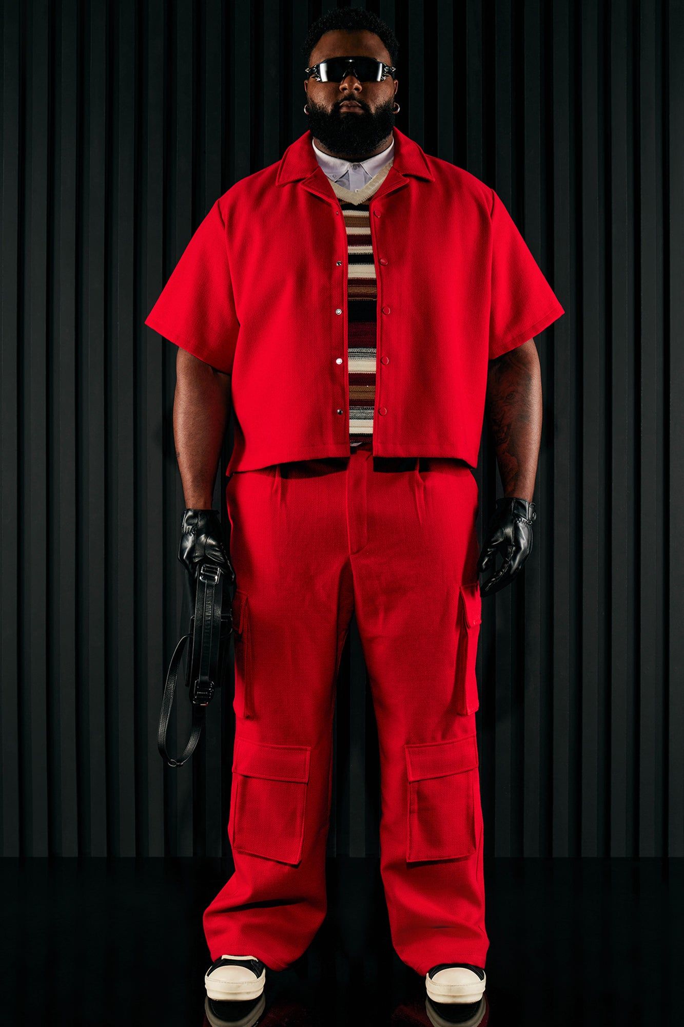 Wilder Textured Weave Cropped Button Up Shirt - Red sold by Fashion Nova product image thumbnail 5