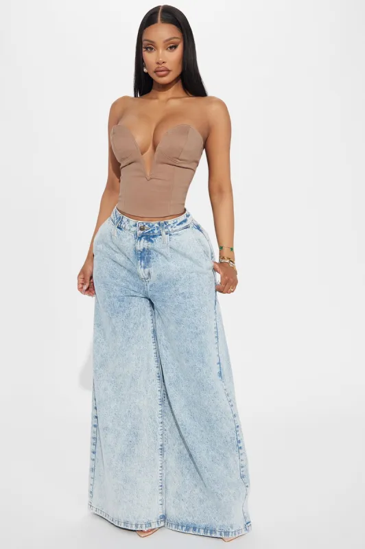 Lost In Love Baggy Trouser Jeans - Light Wash sold by Fashion Nova
