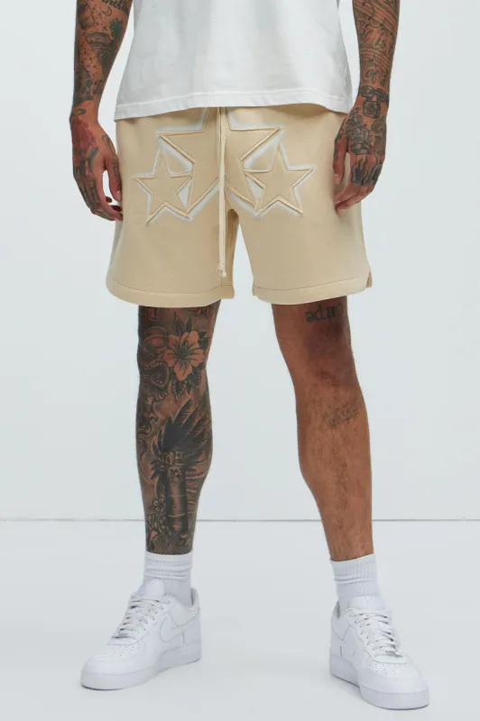 Tyson Star Warm Up Shorts - Tan sold by Fashion Nova