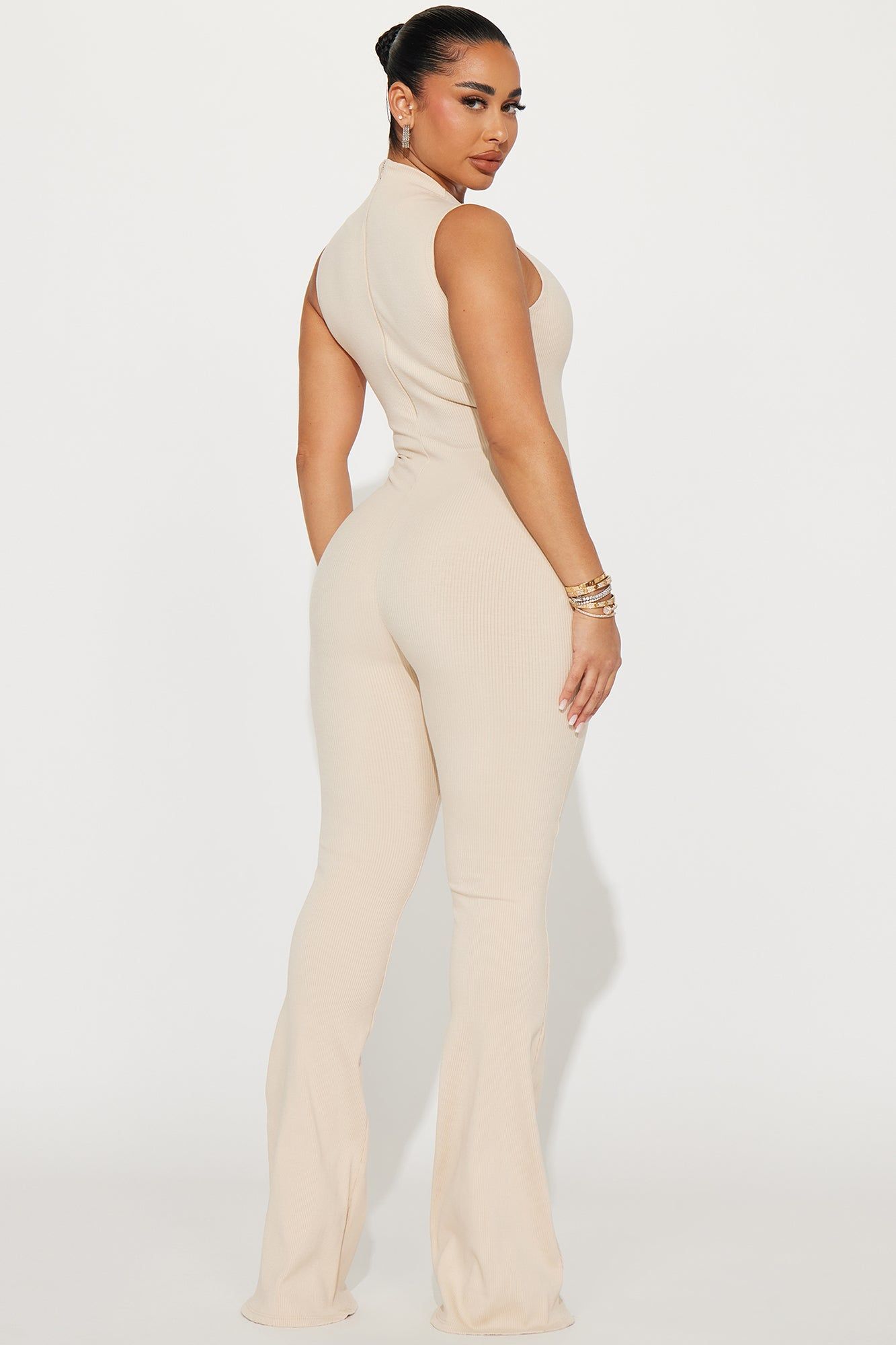 Amber Snatched Flare Jumpsuit - Cream sold by Fashion Nova product image thumbnail 3