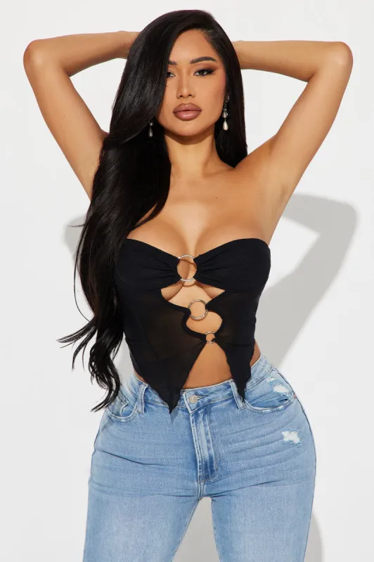 Feel The Spark Mesh Top - Black sold by Fashion Nova