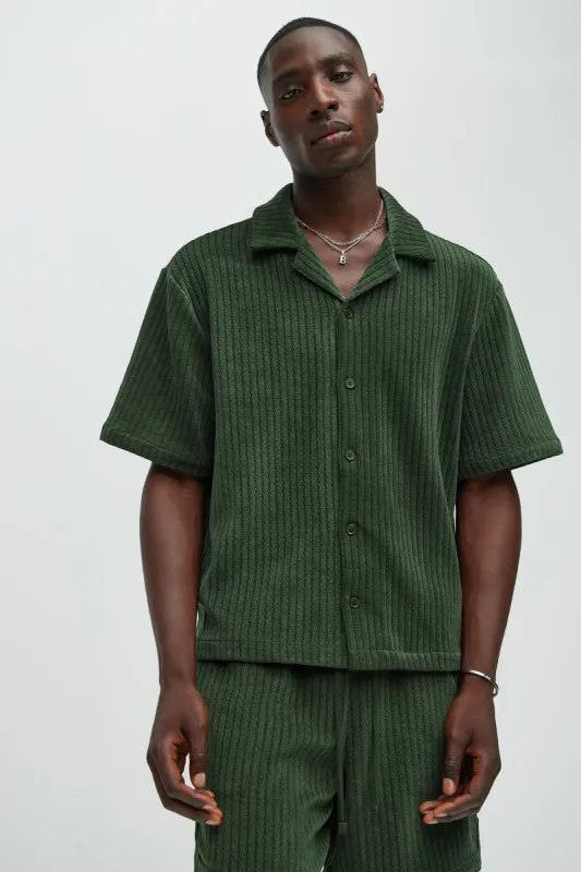 Easton Textured Shirt - Green sold by Fashion Nova
