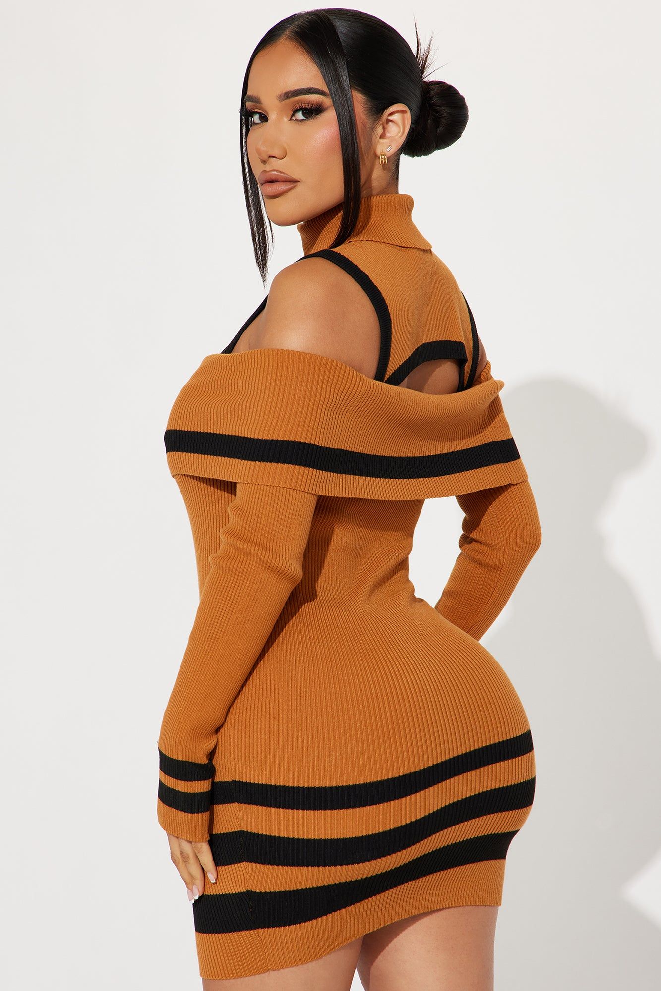 Kelsie Sweater Mini Dress - Camel/combo sold by Fashion Nova product image thumbnail 3