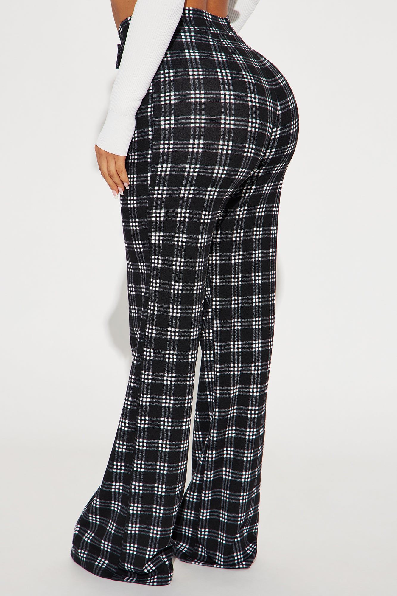 Call It Even Wide Leg Plaid Dress Pant - Black/White sold by Fashion Nova product image thumbnail 3