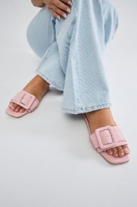 No Attitude Buckle Sandals - Pink sold by Fashion Nova