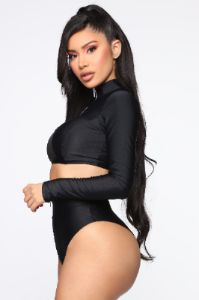 Water Sports III Long Sleeve Bikini - Black sold by Fashion Nova