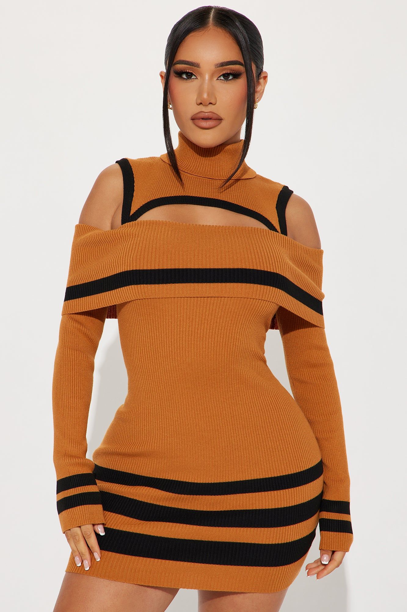 Kelsie Sweater Mini Dress - Camel/combo sold by Fashion Nova product image thumbnail 2