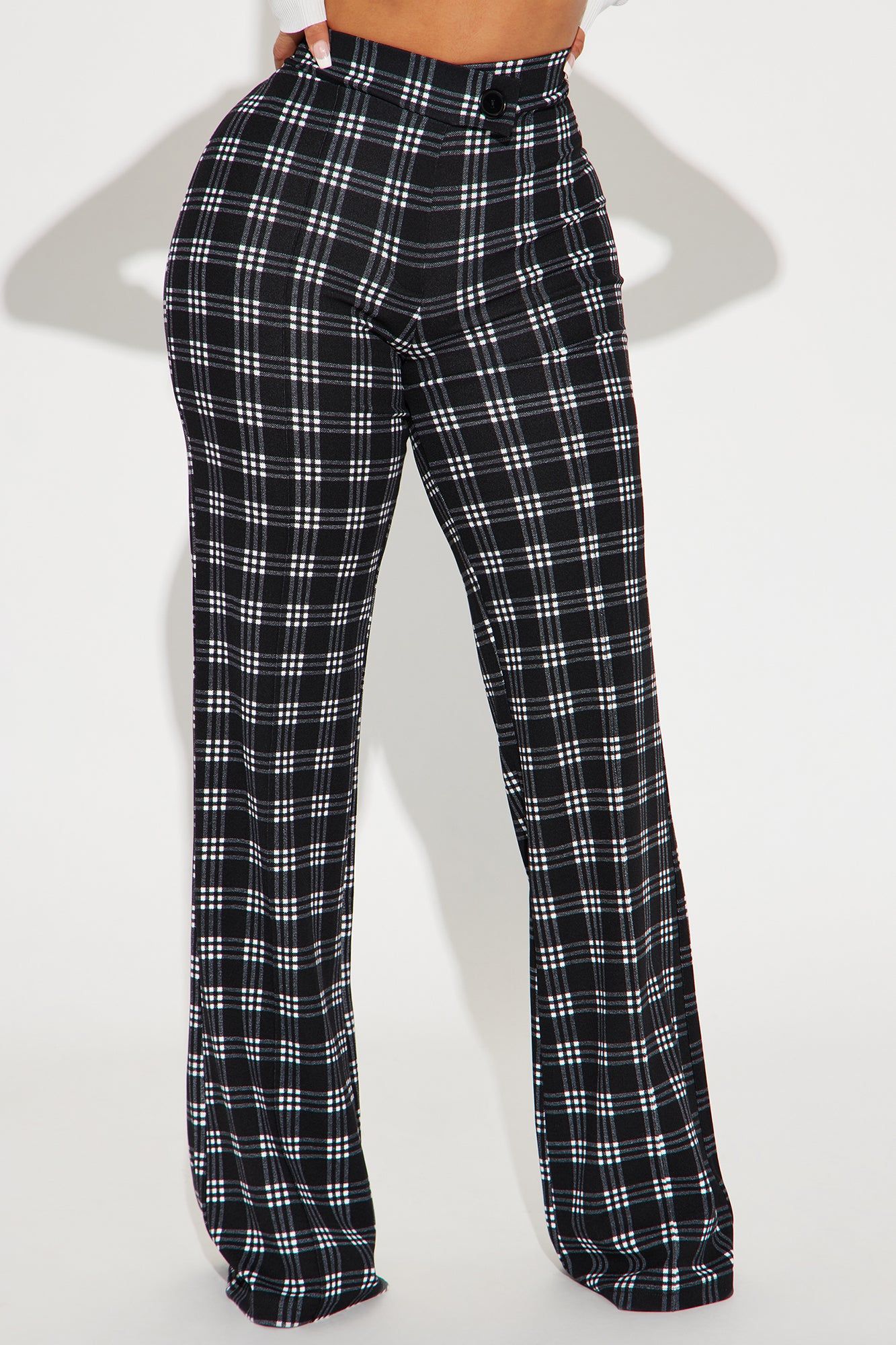 Call It Even Wide Leg Plaid Dress Pant - Black/White sold by Fashion Nova product image thumbnail 2