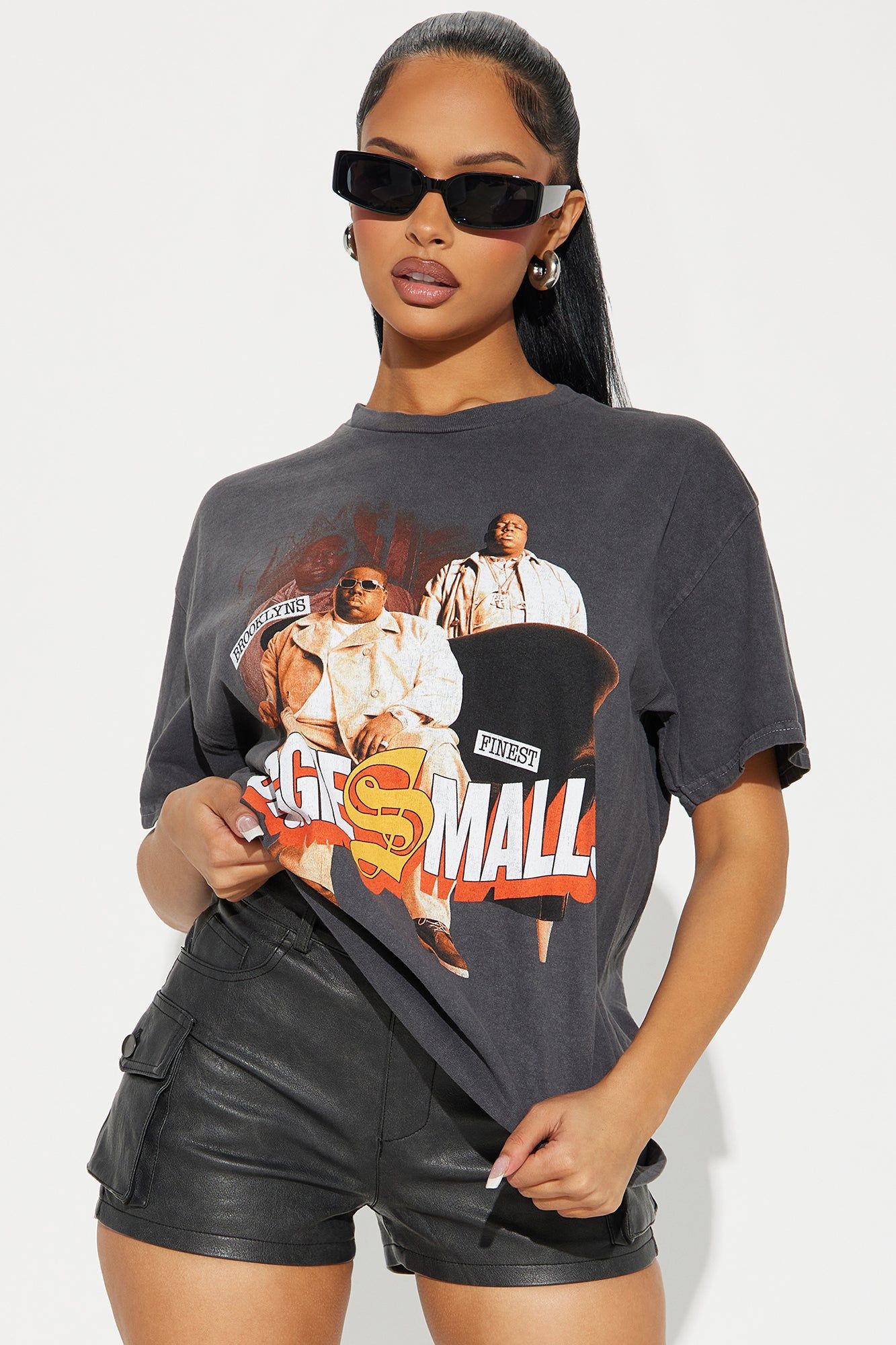 Biggie Smalls Brooklyn's Finest Tee - Black Wash sold by Fashion Nova