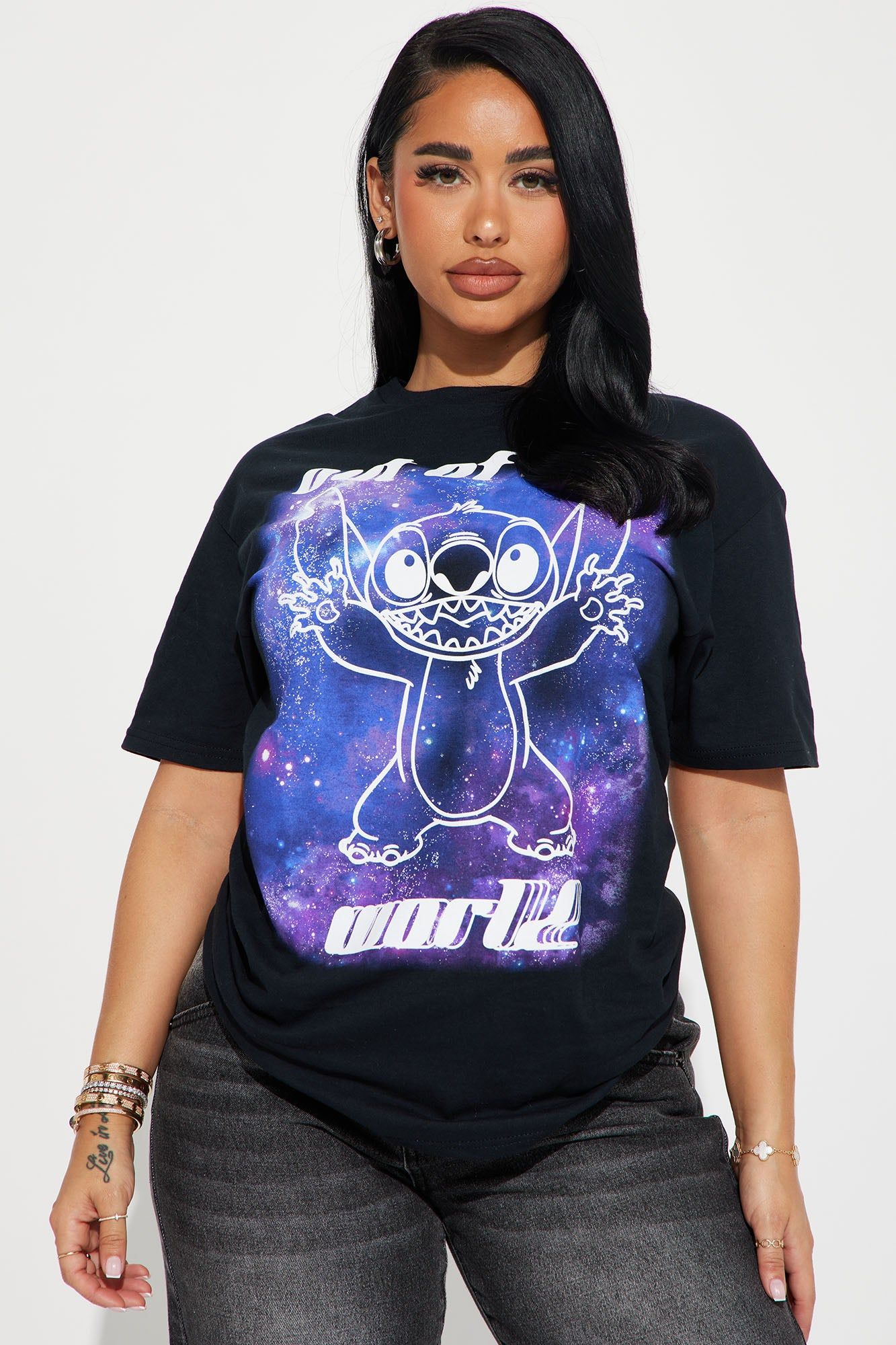 Out Of This World Stitch Tee - Black sold by Fashion Nova