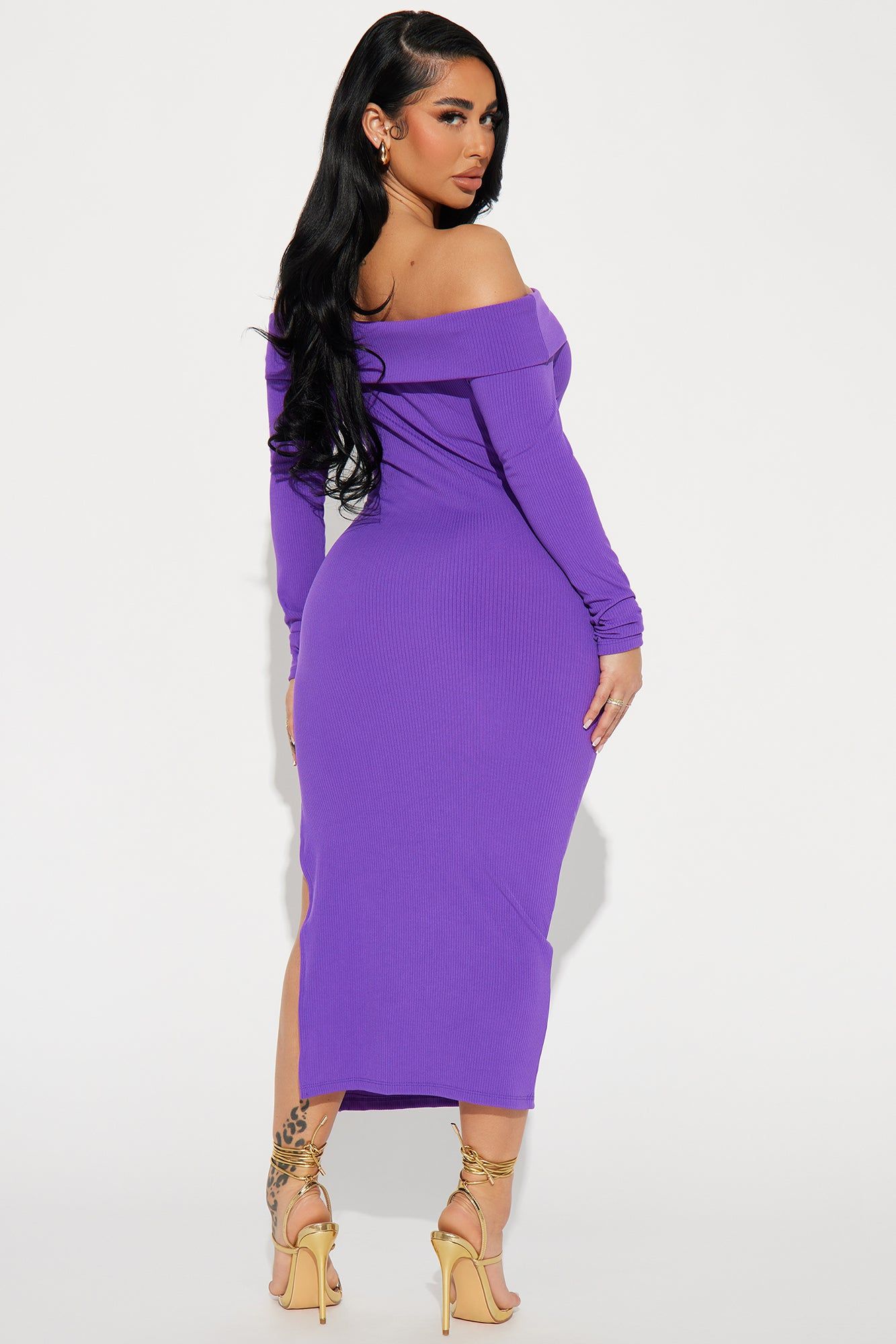 Stephie Off Shoulder Midi Dress - Purple sold by Fashion Nova product image thumbnail 3
