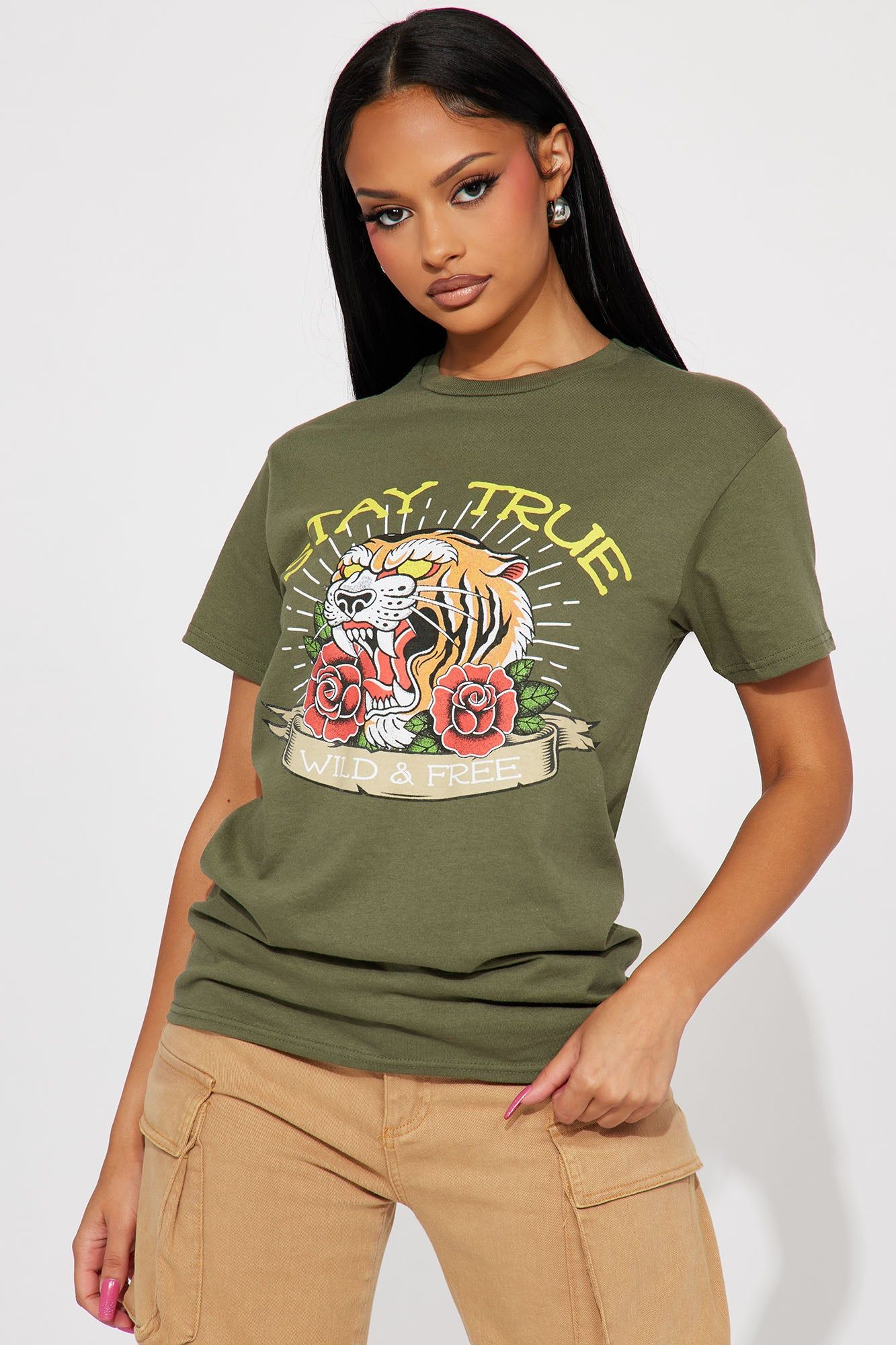 Stay True Graphic Tshirt - Olive sold by Fashion Nova