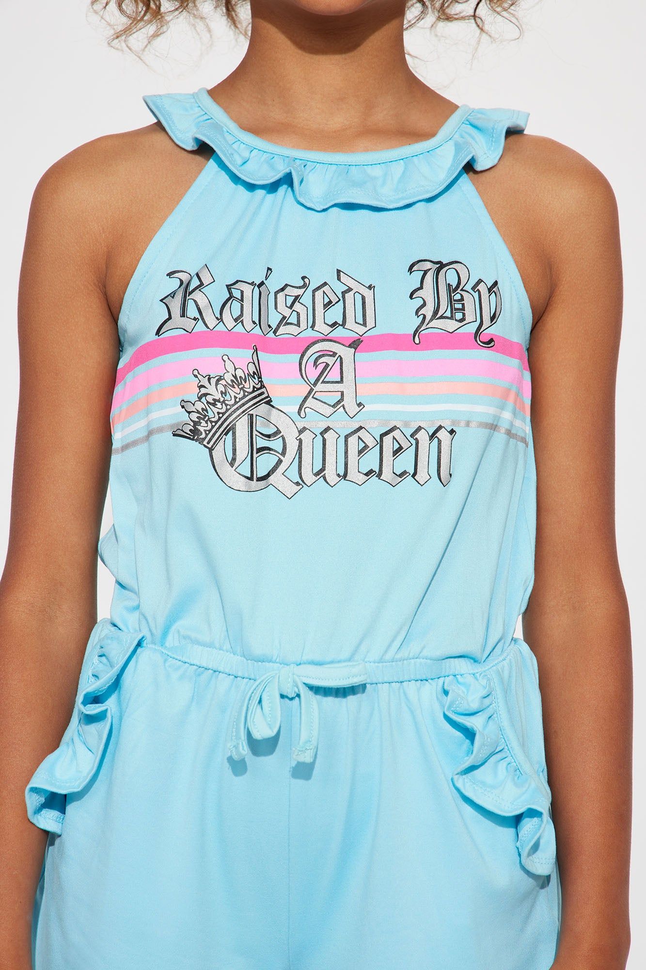 Mini Raised By A Queen Yummy Knit Romper - Aqua/Combo sold by Fashion Nova product image thumbnail 3